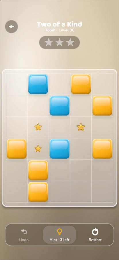 A level called Two of a Kind, with three stars to collect
